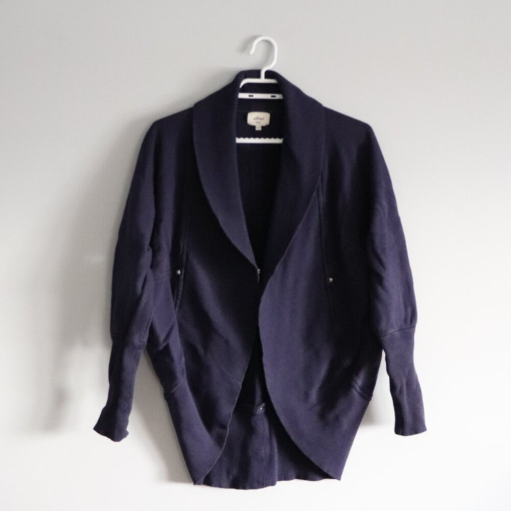 Wilfred Cocoon Open Front S Purple Raglan Long Sleeve Collared Sweater‎ Cardigan